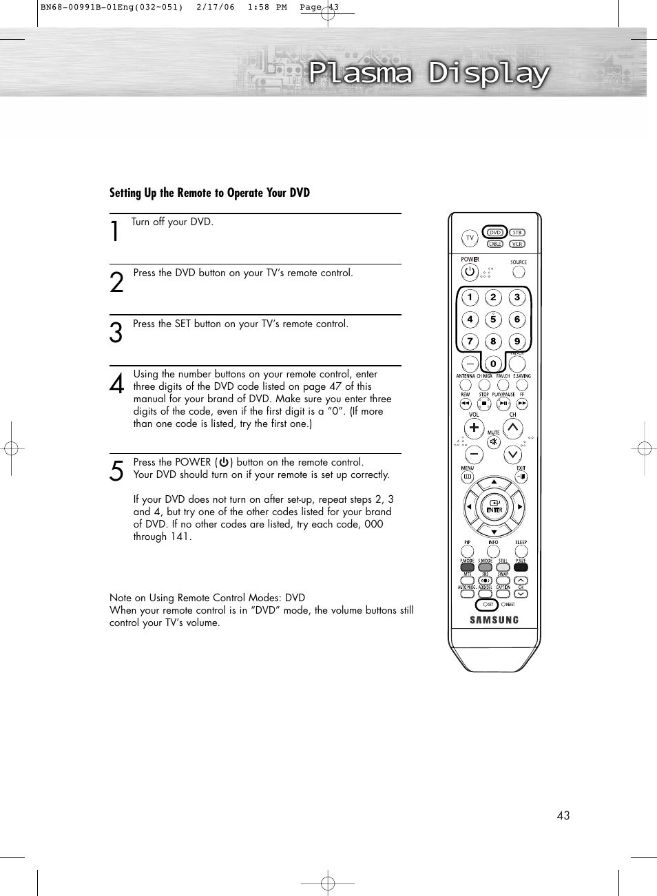 Samsung HPS4253X-XAC User Manual | Page 43 / 144