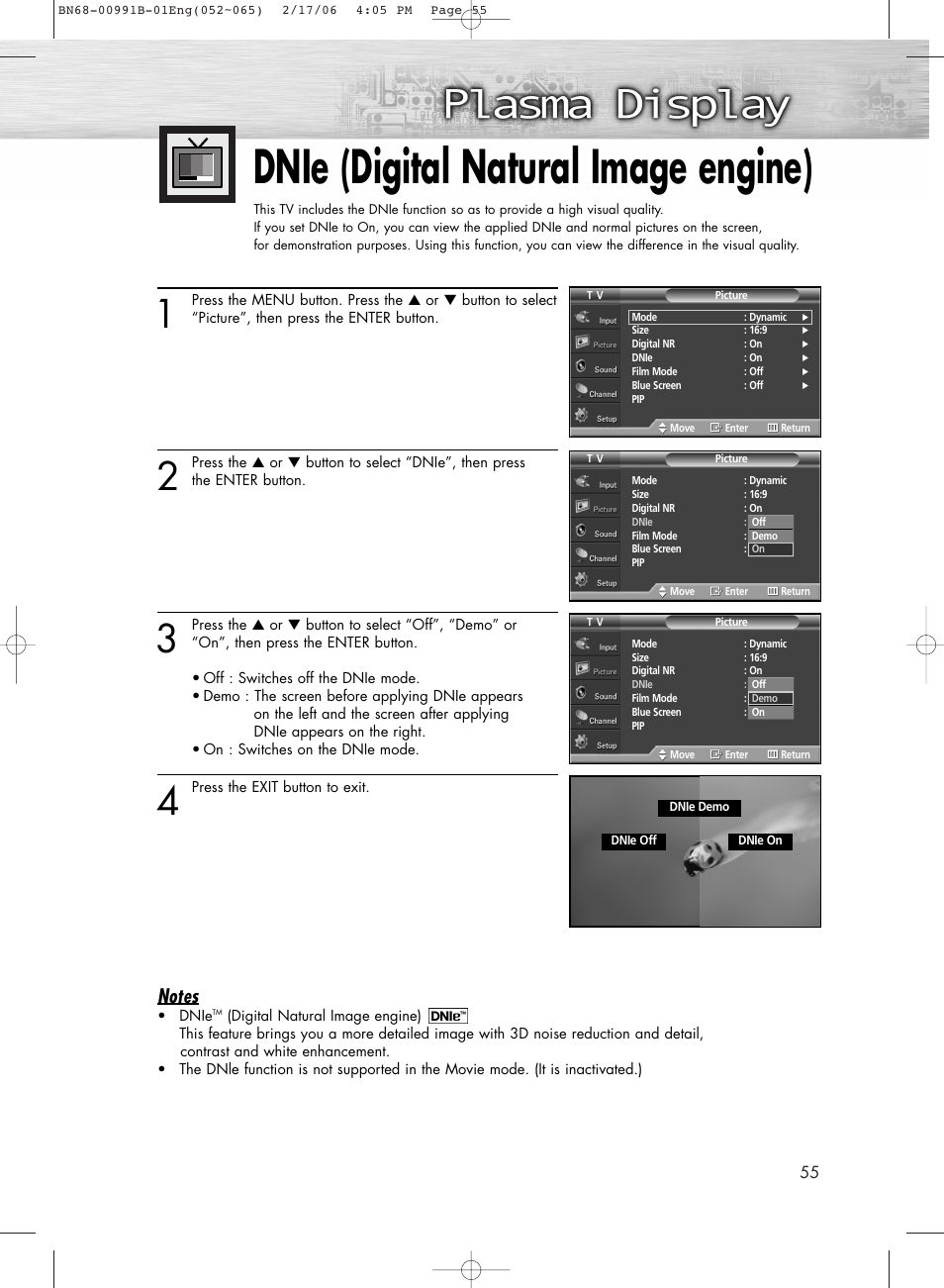 Dnie(digital natural image engine), Dnie (digital natural image engine) | Samsung HPS4253X-XAC User Manual | Page 55 / 144