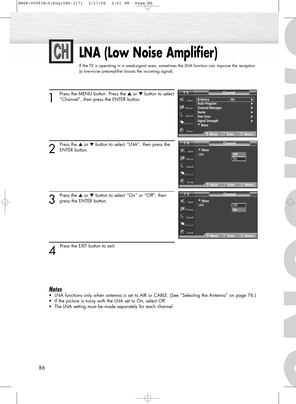 Lna(low noise amplifier), Lna (low noise amplifier) | Samsung HPS4253X-XAC User Manual | Page 86 / 144