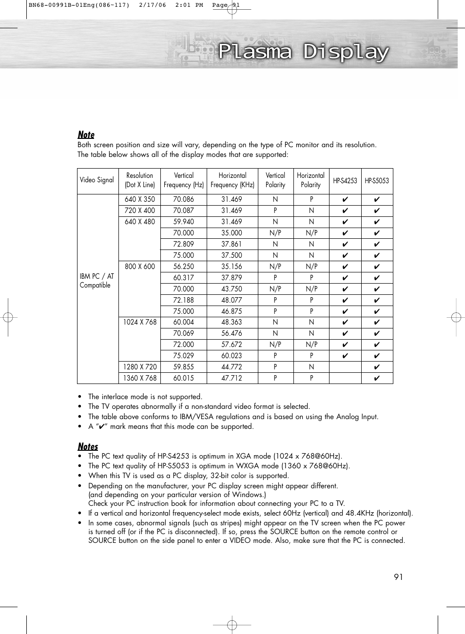 Samsung HPS4253X-XAC User Manual | Page 91 / 144