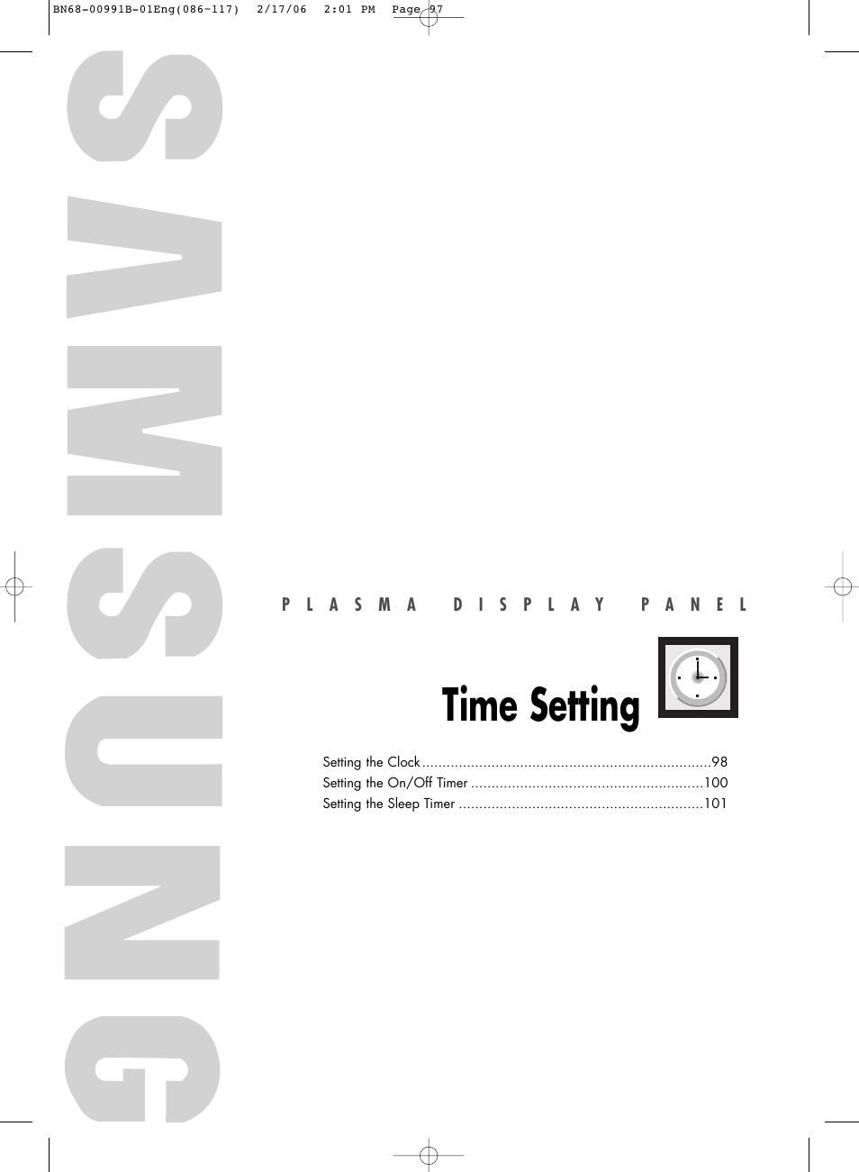 Time setting | Samsung HPS4253X-XAC User Manual | Page 97 / 144