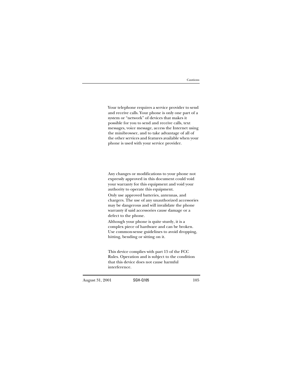 Your phone as a network device, Fcc and industry canada notice, Cautions | Fcc compliance information, Cautions fcc compliance information | Samsung SWGQ105SV-XAR User Manual | Page 105 / 118