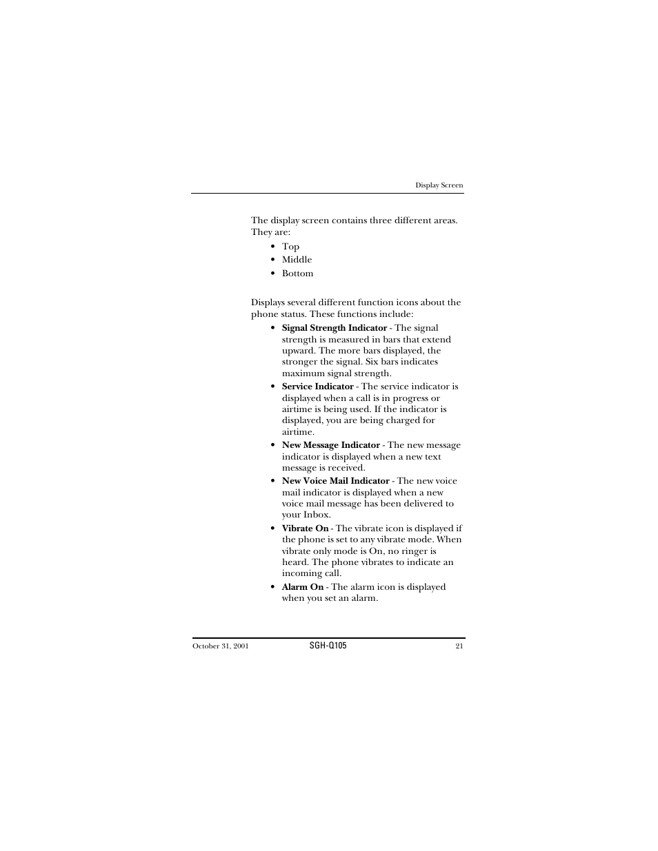 Display screen | Samsung SWGQ105SV-XAR User Manual | Page 21 / 118