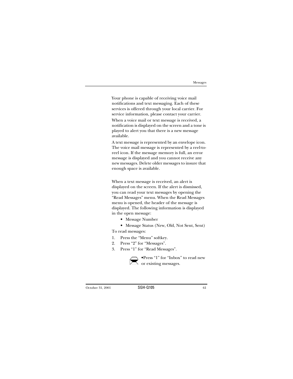 Messages | Samsung SWGQ105SV-XAR User Manual | Page 61 / 118