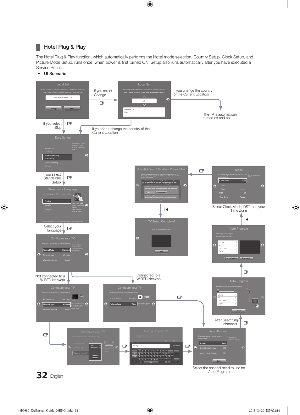 Hotel plug & play, English, Select your language | Samsung HG55NB690QFXZA User Manual | Page 32 / 48