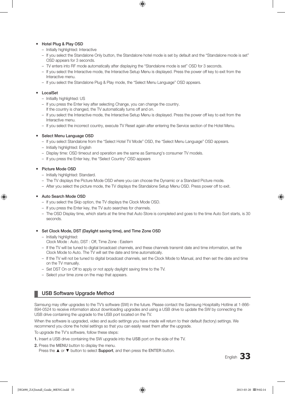 Usb software upgrade method | Samsung HG55NB690QFXZA User Manual | Page 33 / 48