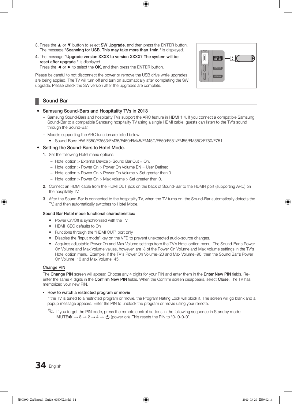 Sound bar | Samsung HG55NB690QFXZA User Manual | Page 34 / 48