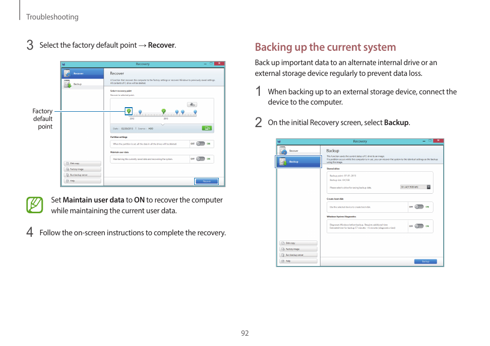 Backing up the current system | Samsung NP940X5J-K01US User Manual | Page 92 / 149