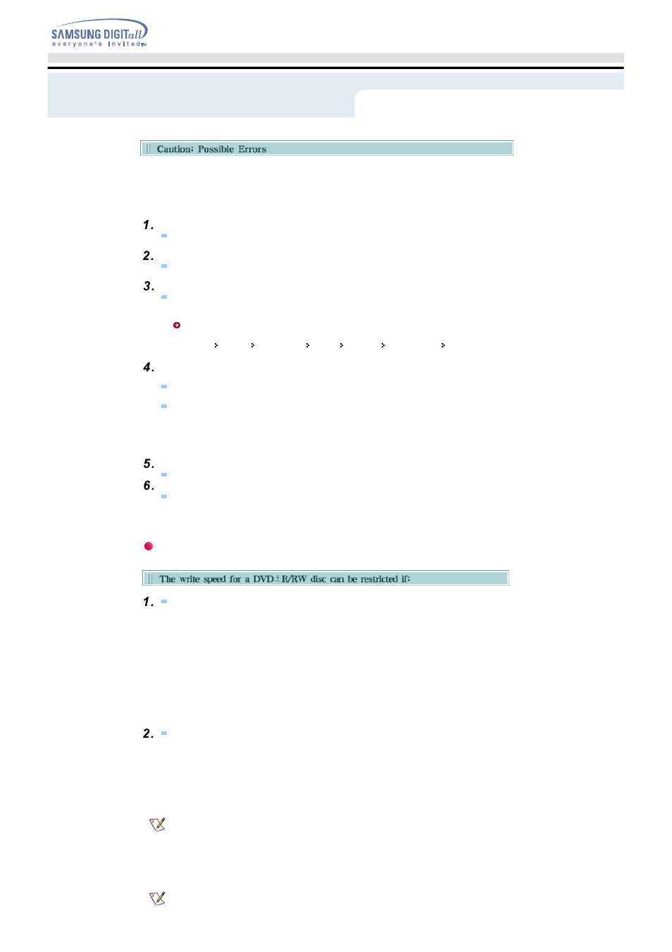 Caution: possible errors | Samsung TS-H552B-MIAH User Manual | Page 26 / 27