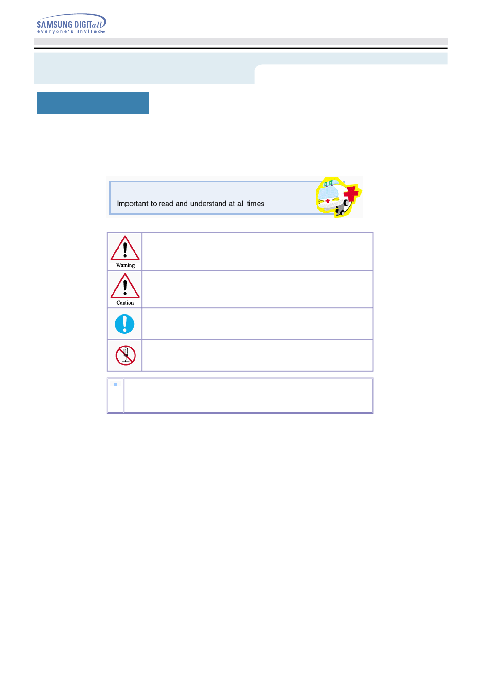 Safety precautions | Samsung TS-H552B-MIAH User Manual | Page 3 / 27