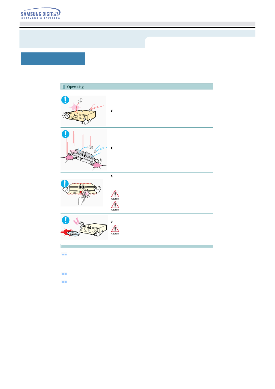 During operating, Safety precautions, Veiligheidsinstructies | Samsung TS-H552B-MIAH User Manual | Page 5 / 27