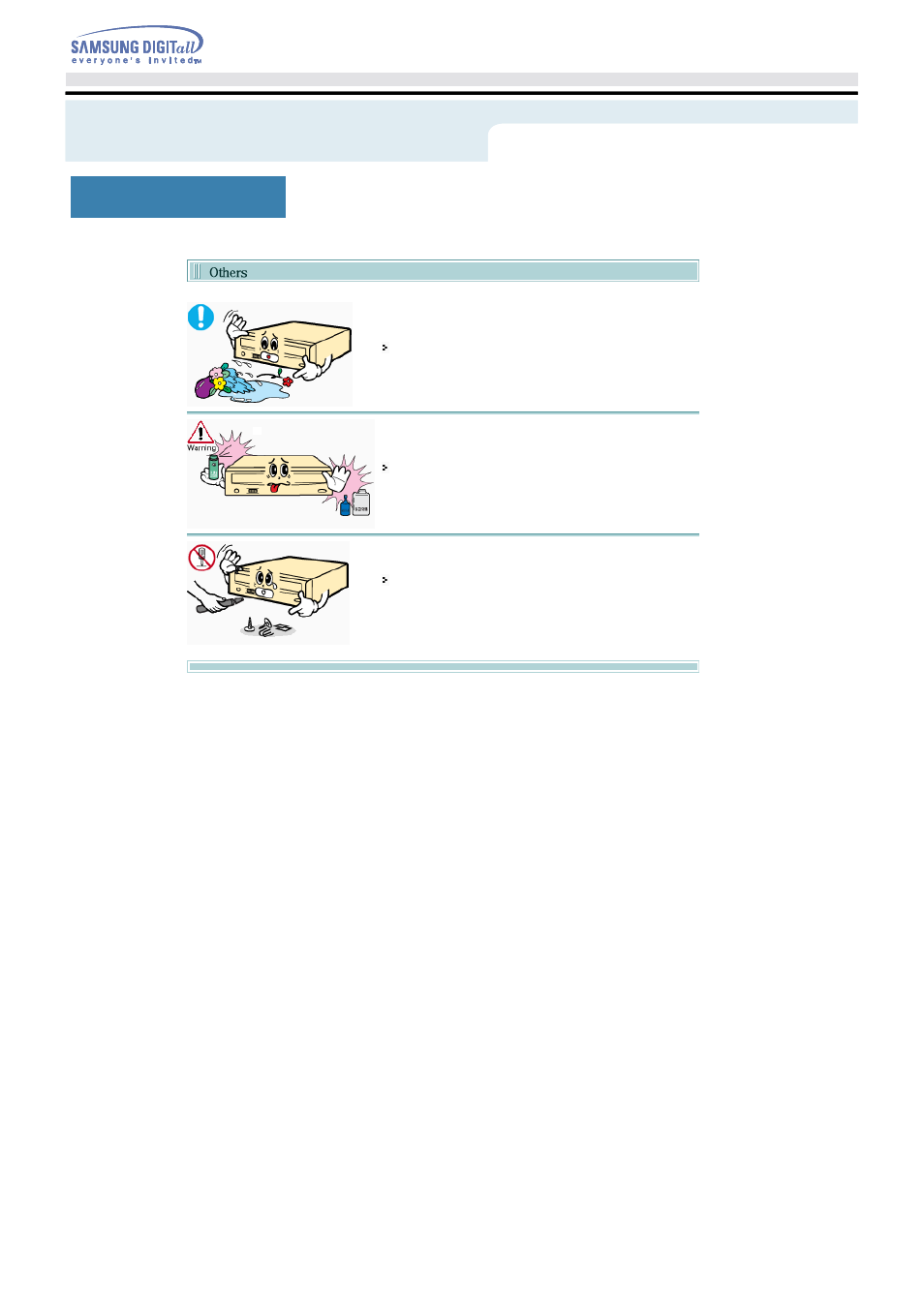 Others, Safety precautions, Veiligheidsinstructies | Samsung TS-H552B-MIAH User Manual | Page 6 / 27