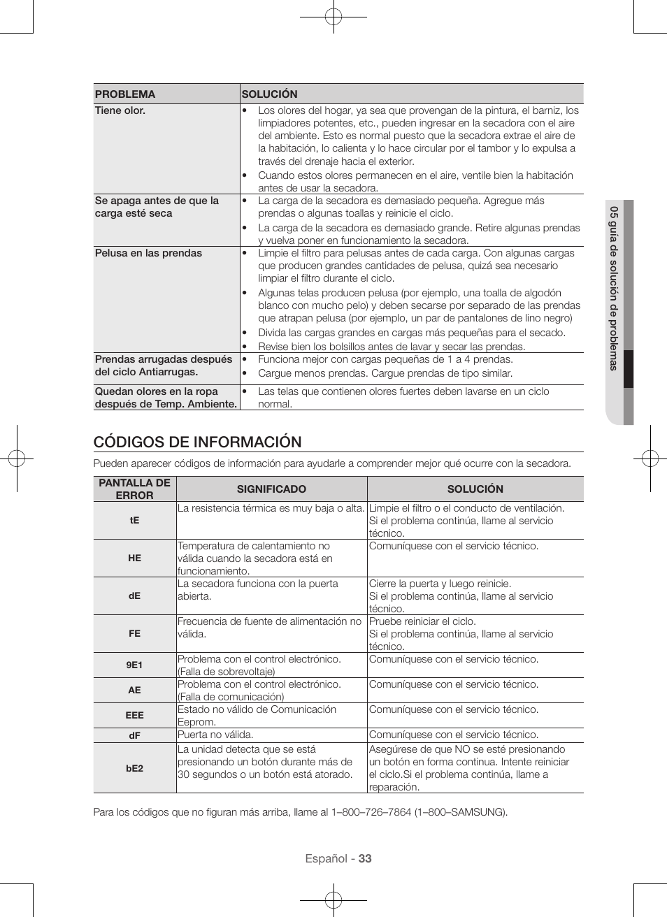 Códigos de información | Samsung DV56H9100EW-A2 User Manual | Page 121 / 132