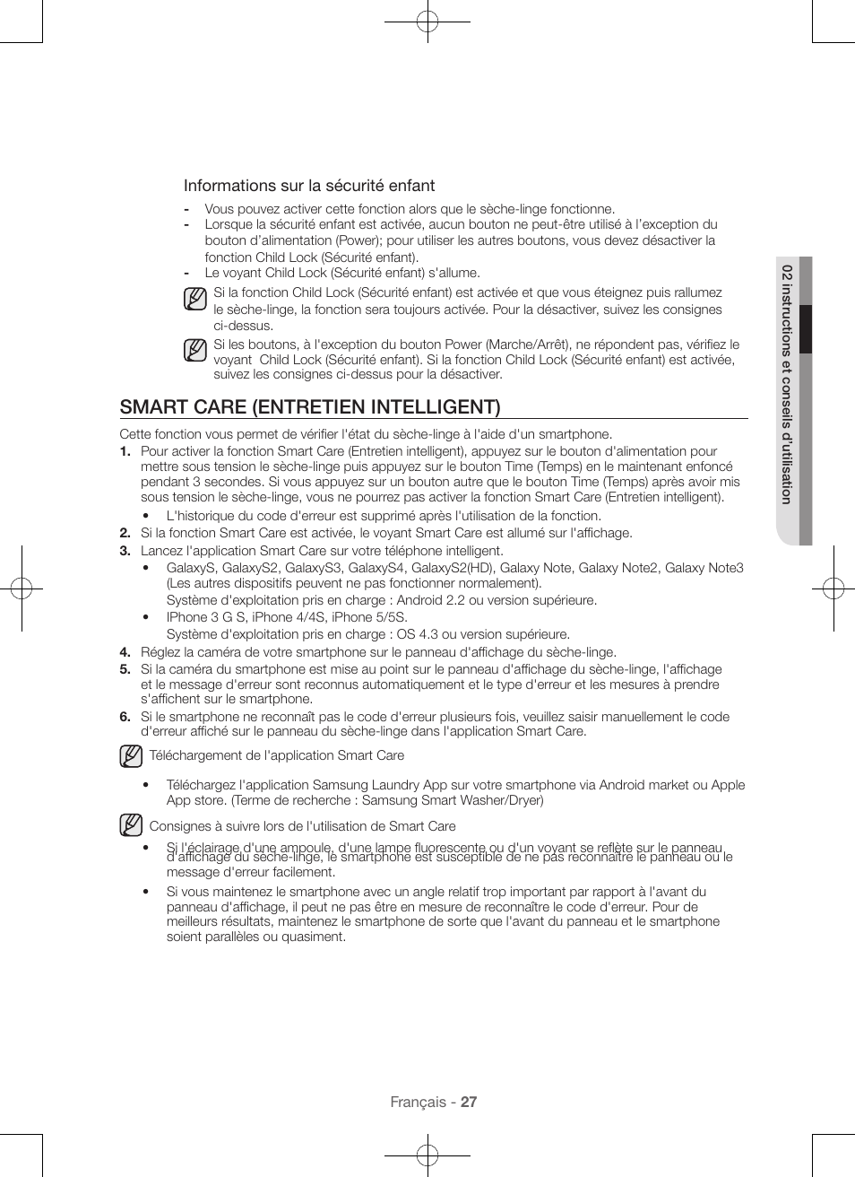 Smart care (entretien intelligent) | Samsung DV56H9100EW-A2 User Manual | Page 71 / 132