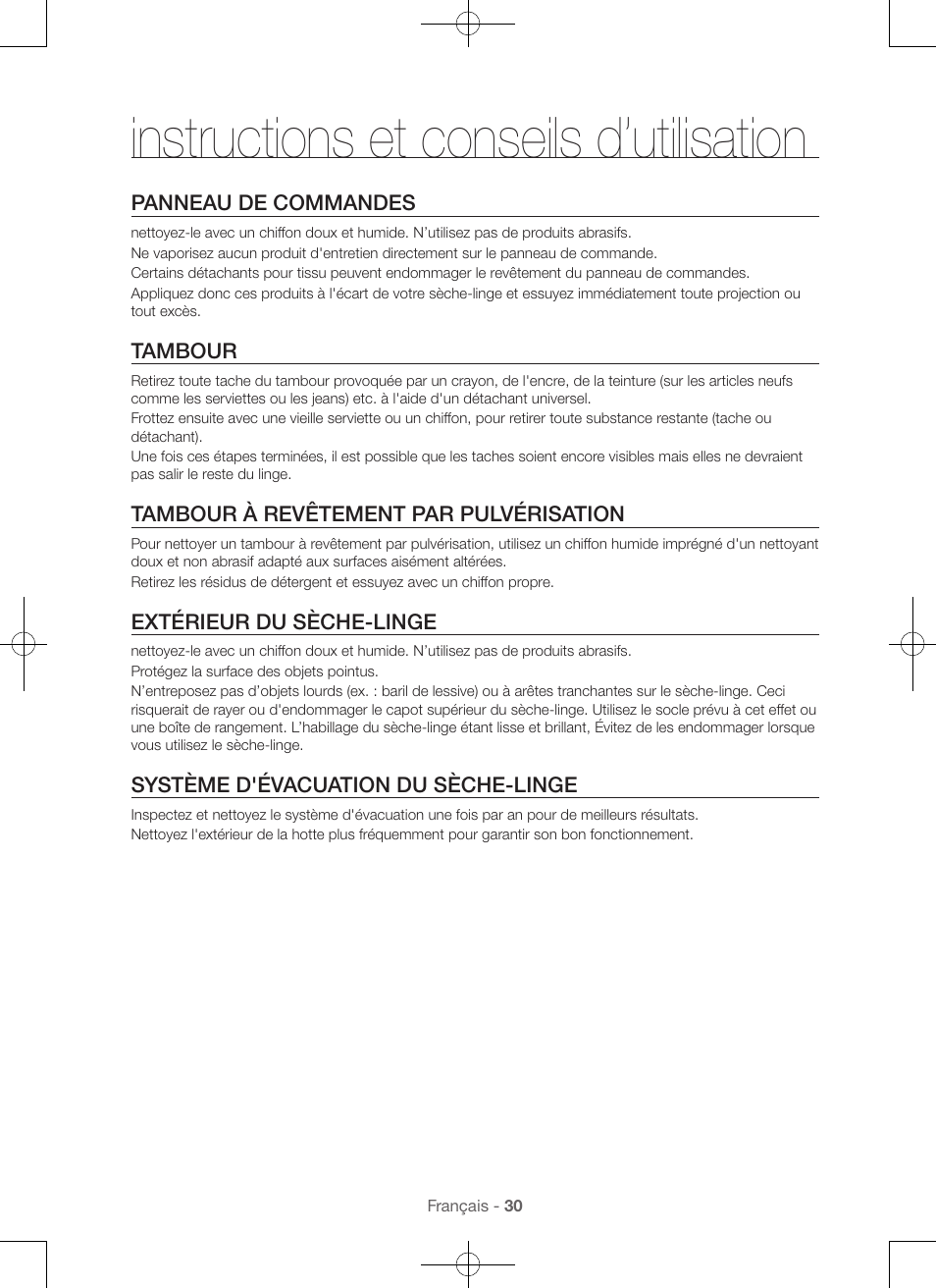 Instructions et conseils d’utilisation | Samsung DV56H9100EW-A2 User Manual | Page 74 / 132