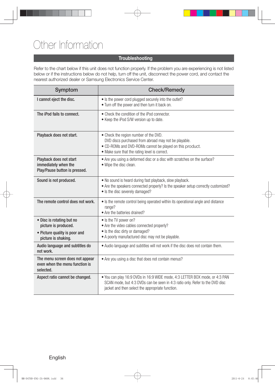 Other information | Samsung MM-D470D-ZA User Manual | Page 36 / 41
