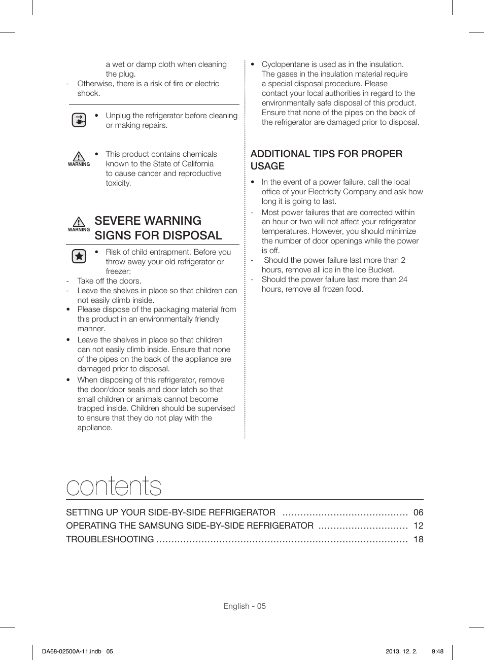 Samsung RSG307AABP-XAA User Manual | Page 5 / 64