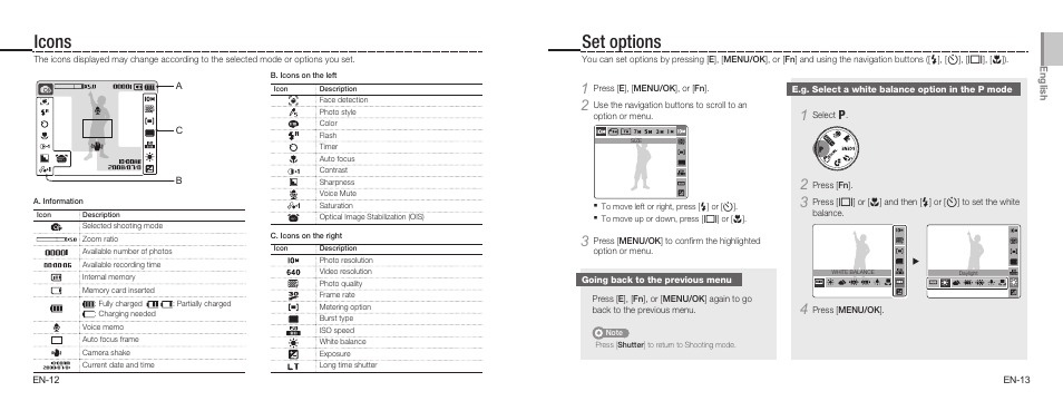 Icons set options | Samsung EC-TL9ZZPBA-US User Manual | Page 7 / 19