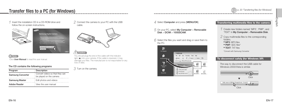 Transfer files to a pc (for windows) | Samsung EC-TL9ZZPBA-US User Manual | Page 9 / 19