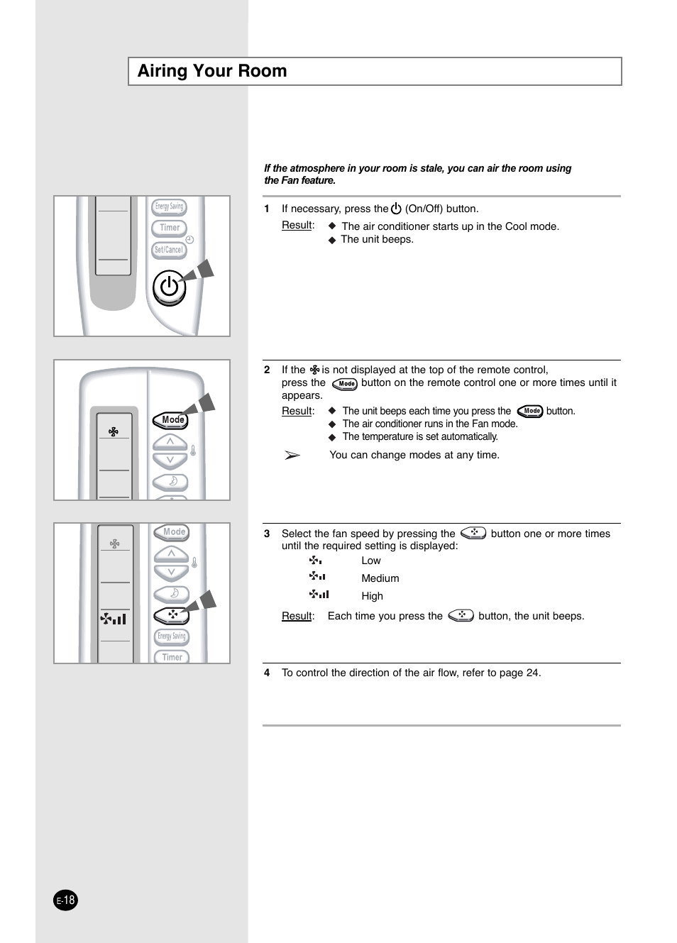 Airing your room | Samsung AW0593L-XAA User Manual | Page 18 / 28