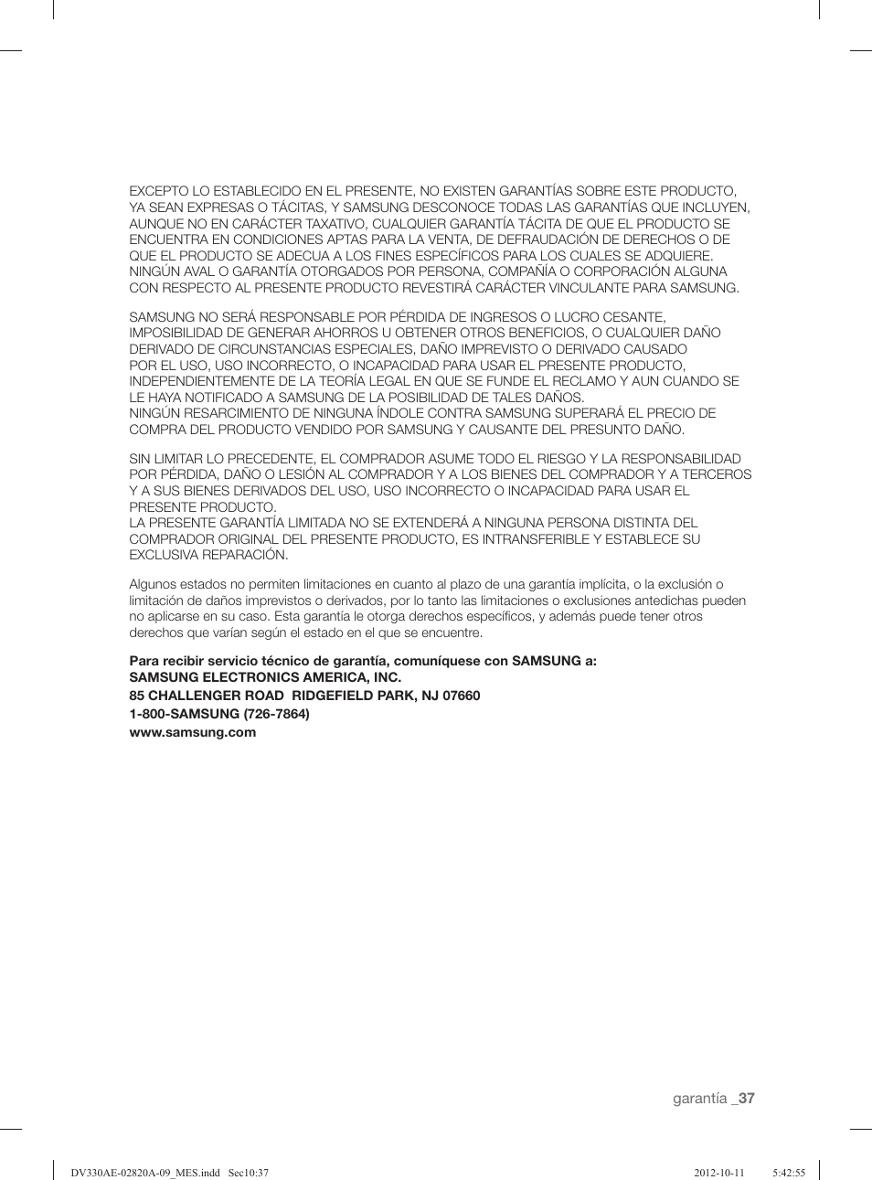 Samsung DV330AGB-XAA User Manual | Page 75 / 76