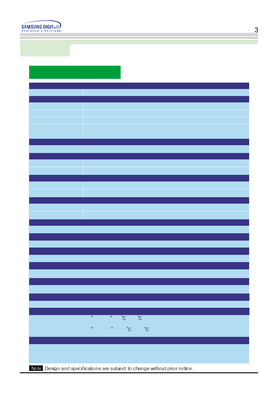 General specifications, Specifications | Samsung AV17LS7L User Manual | Page 45 / 64