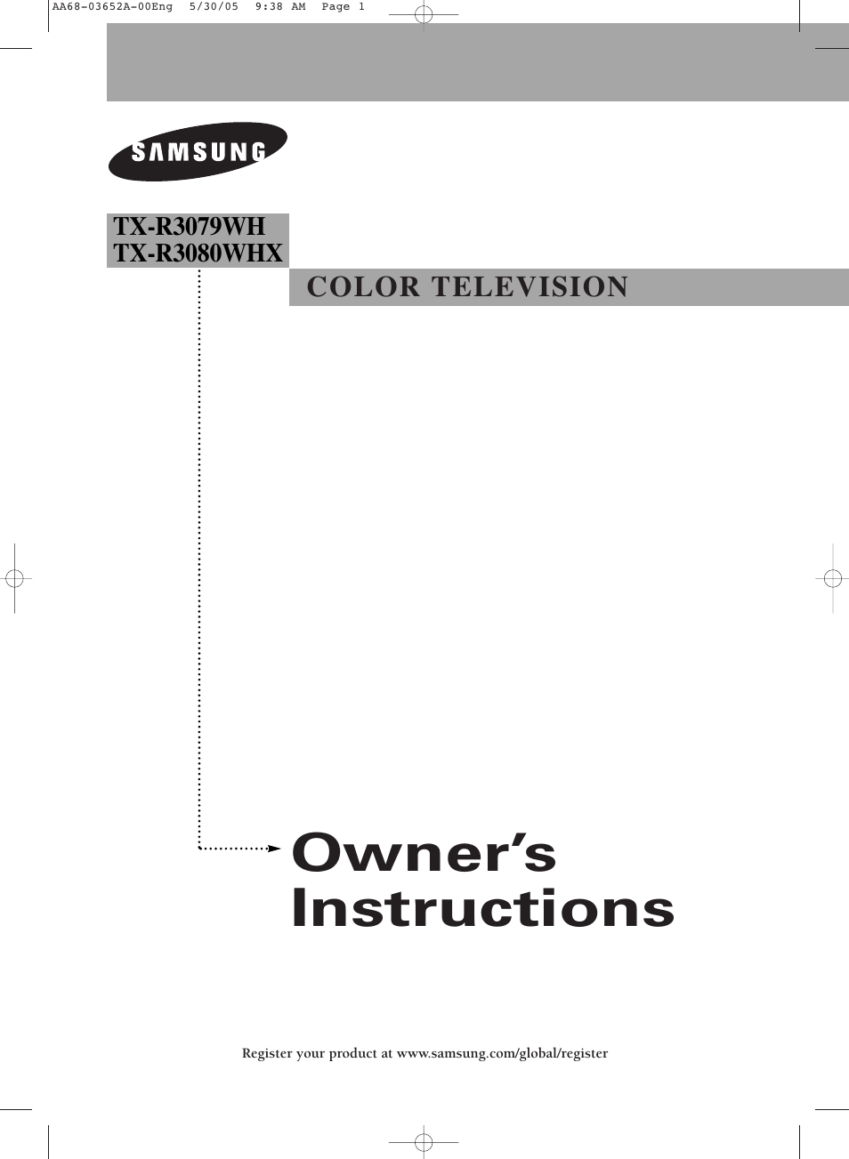Samsung TXR3080WHX-XAA User Manual | 80 pages