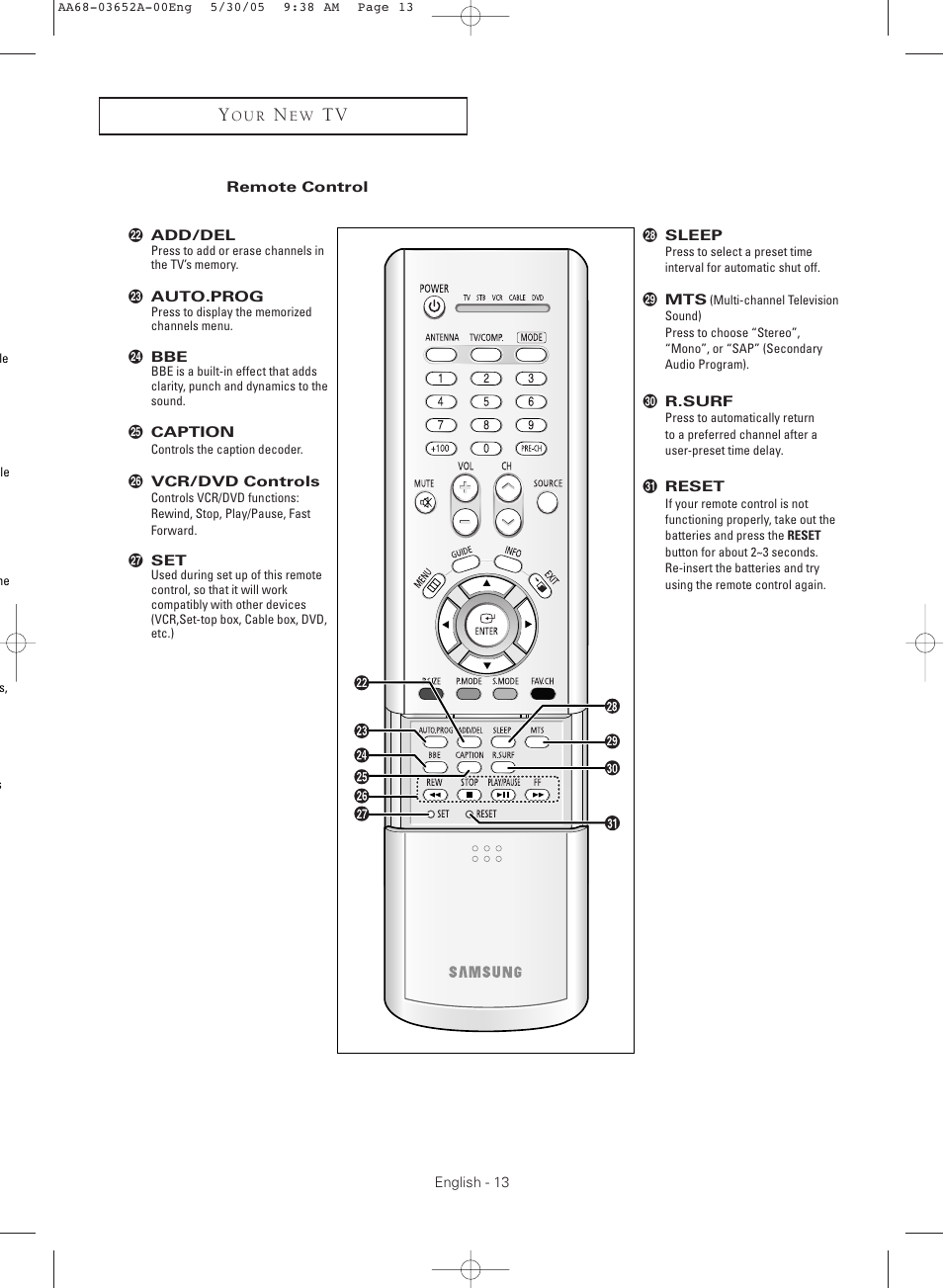 Samsung TXR3080WHX-XAA User Manual | Page 13 / 80