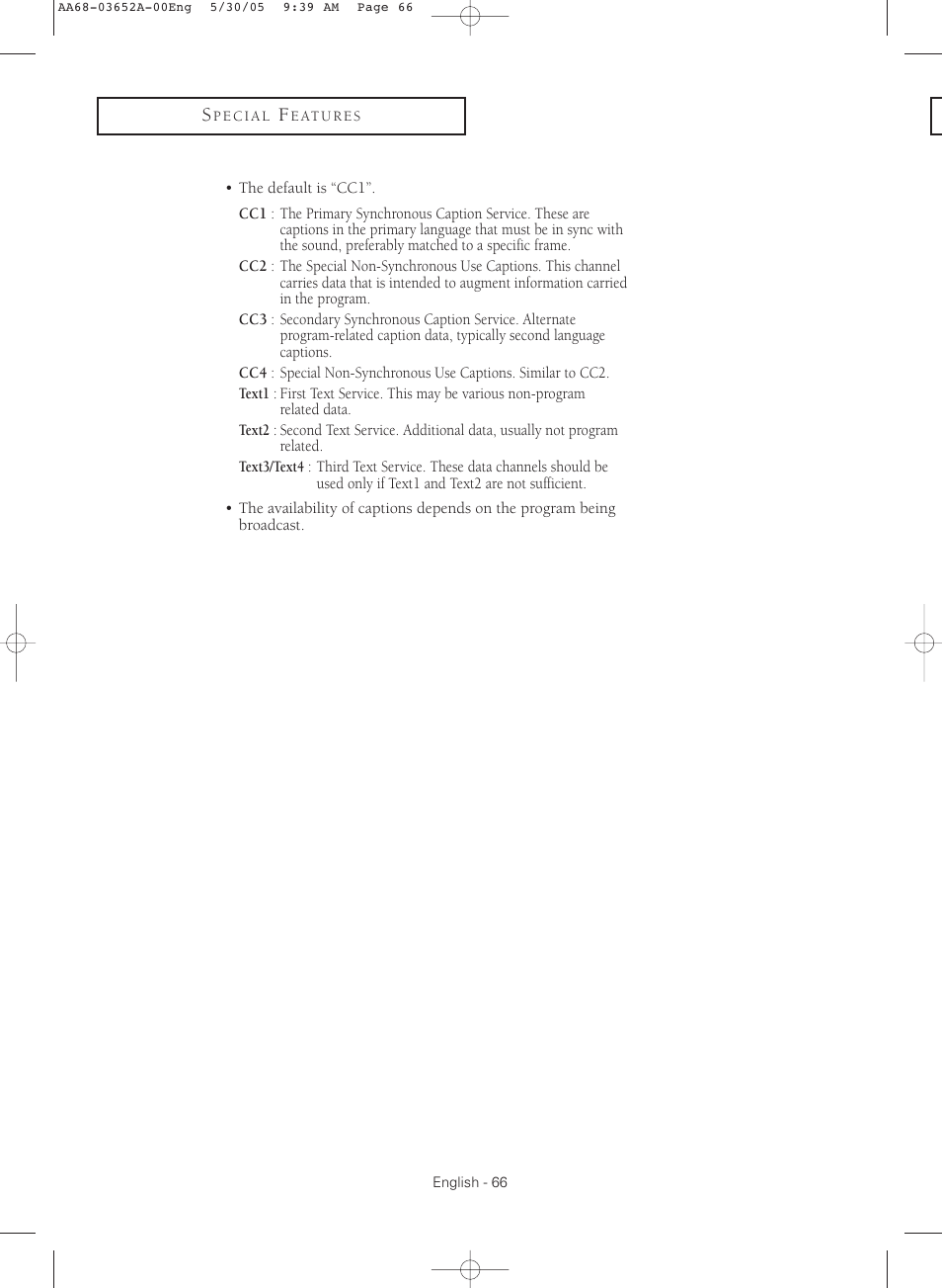Samsung TXR3080WHX-XAA User Manual | Page 66 / 80
