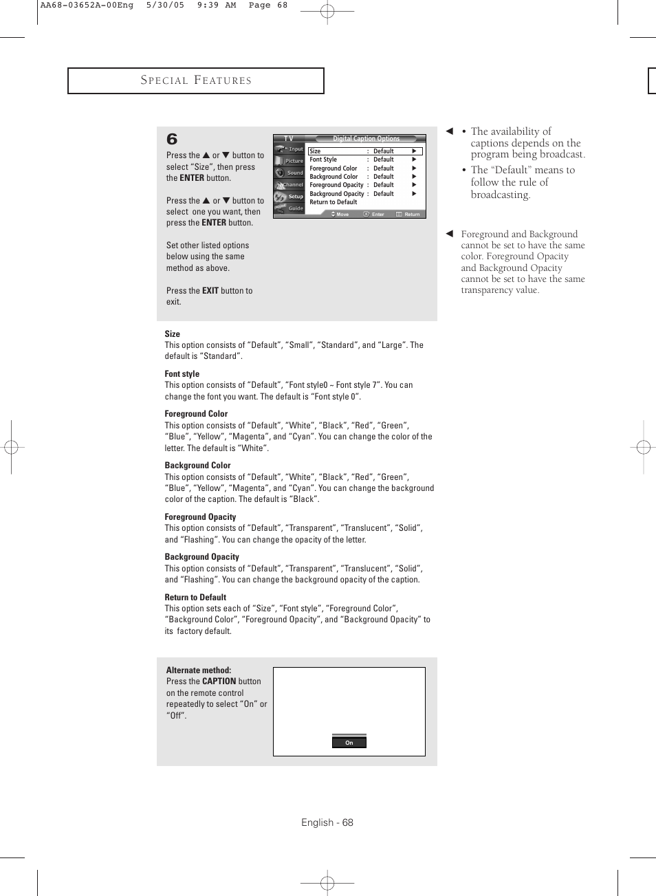 Samsung TXR3080WHX-XAA User Manual | Page 68 / 80