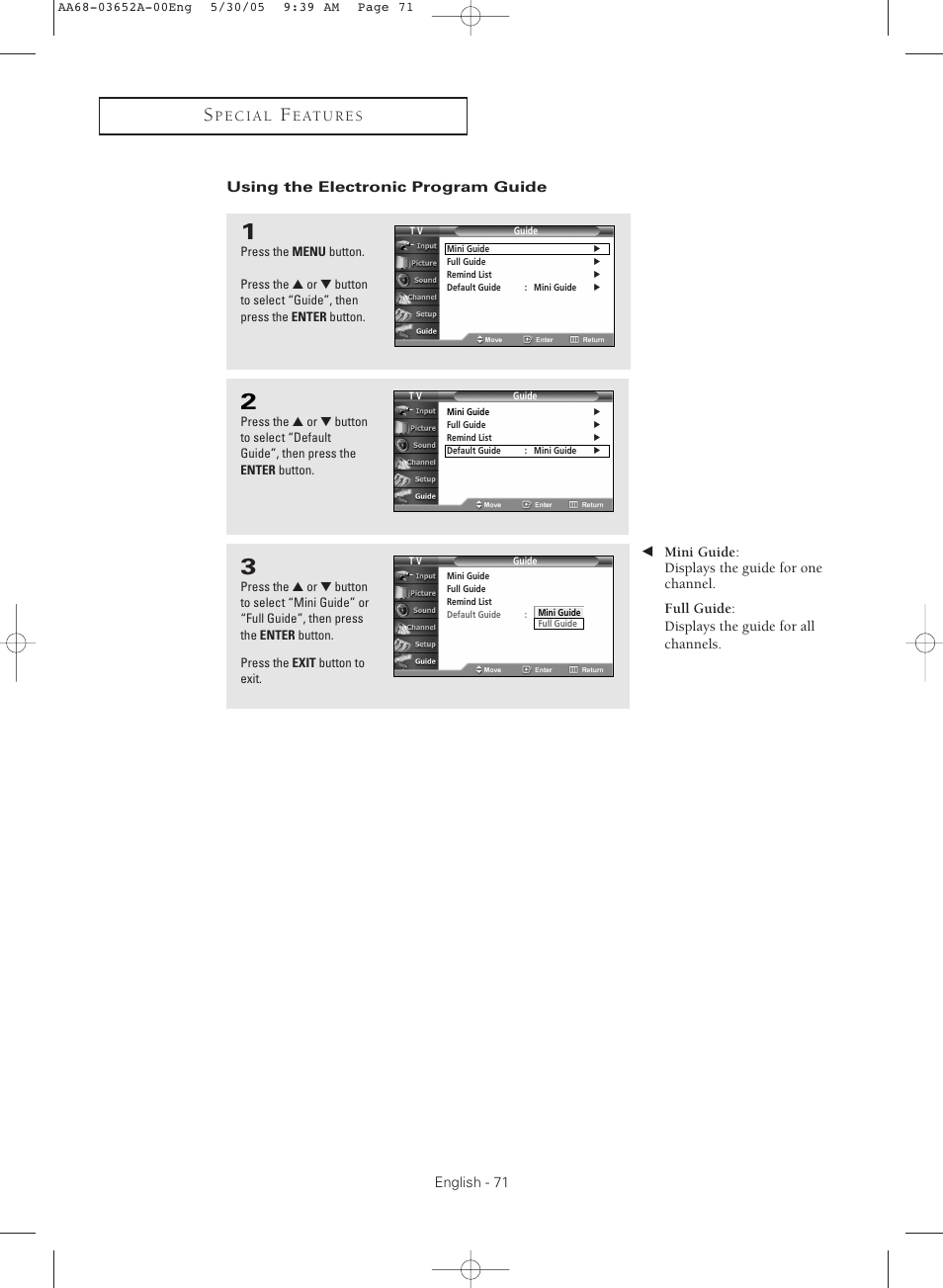Using the electronic program guide | Samsung TXR3080WHX-XAA User Manual | Page 71 / 80