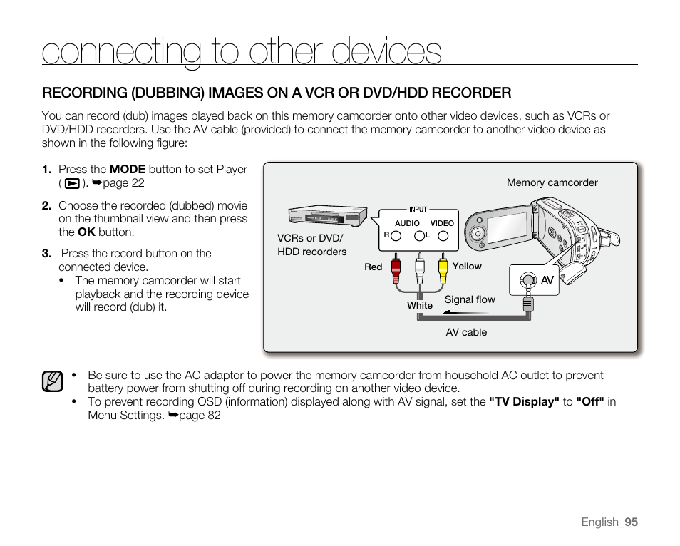 Connecting to other devices | Samsung SC-MX20E-QVC User Manual | Page 105 / 125