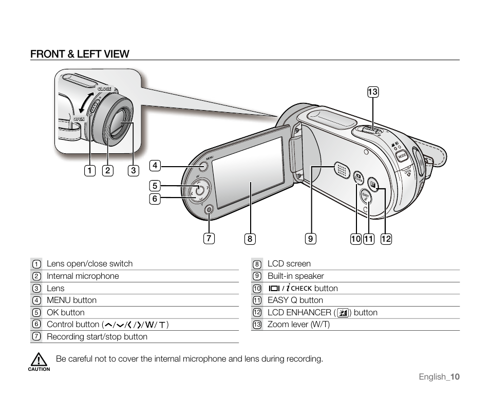 Front & left view | Samsung SC-MX20E-QVC User Manual | Page 20 / 125