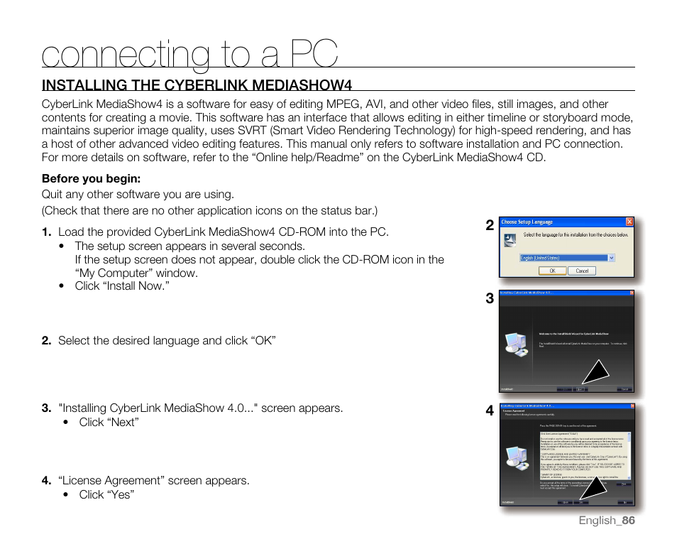 Connecting to a pc | Samsung SC-MX20E-QVC User Manual | Page 96 / 125