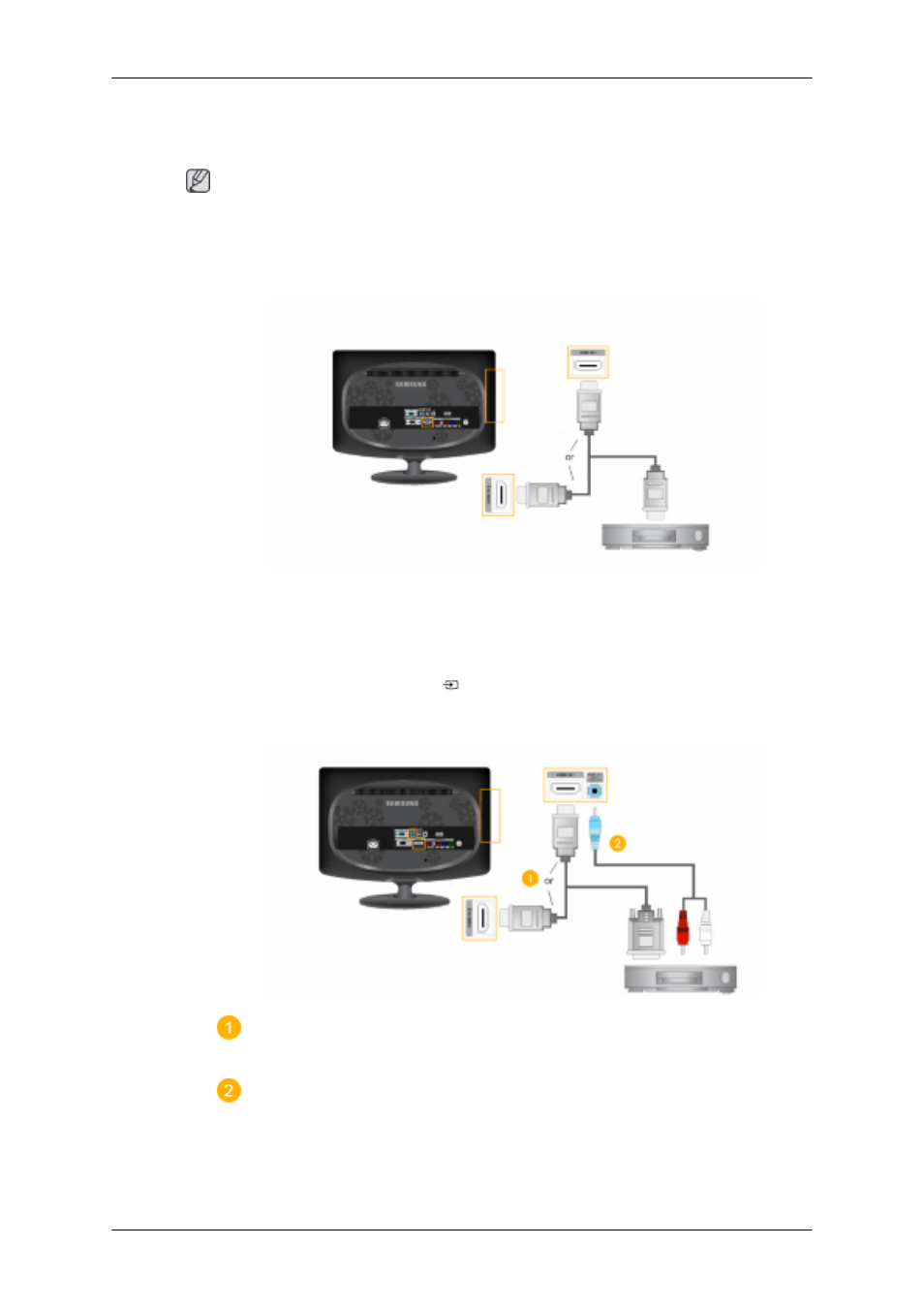 Connecting hdmi | Samsung LS23CFUKFV-ZA User Manual | Page 22 / 86