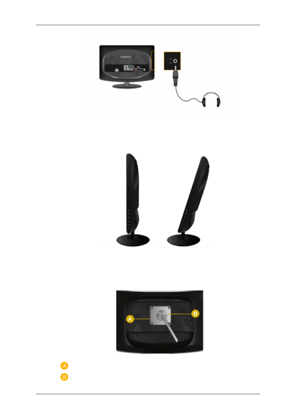 Using the stand, Tilt angle, Attaching a base | Samsung LS23CFUKFV-ZA User Manual | Page 24 / 86