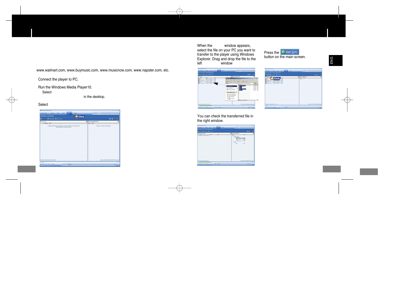 Transferring music files using windows media | Samsung YP-T7X-XAA User Manual | Page 13 / 42