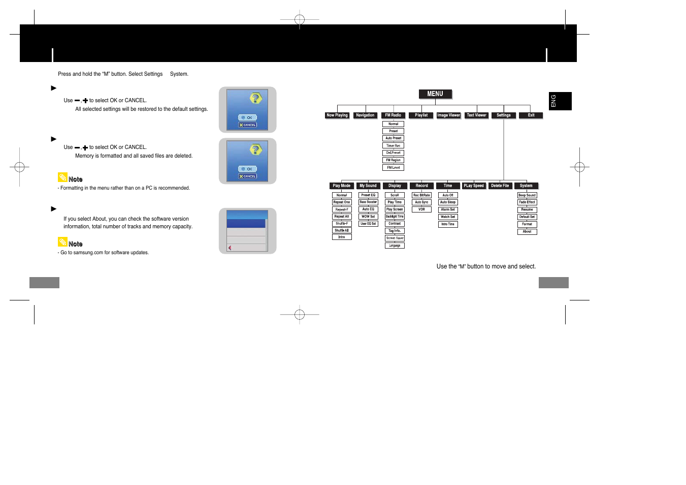 Appendix, Menu table, Customer support | Menu table setting the system | Samsung YP-T7X-XAA User Manual | Page 37 / 42