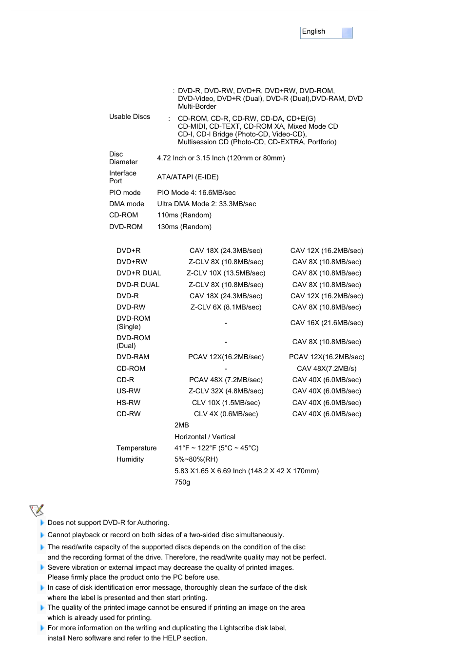 Specifications | Samsung SH-S182M-BEBE User Manual | Page 31 / 32