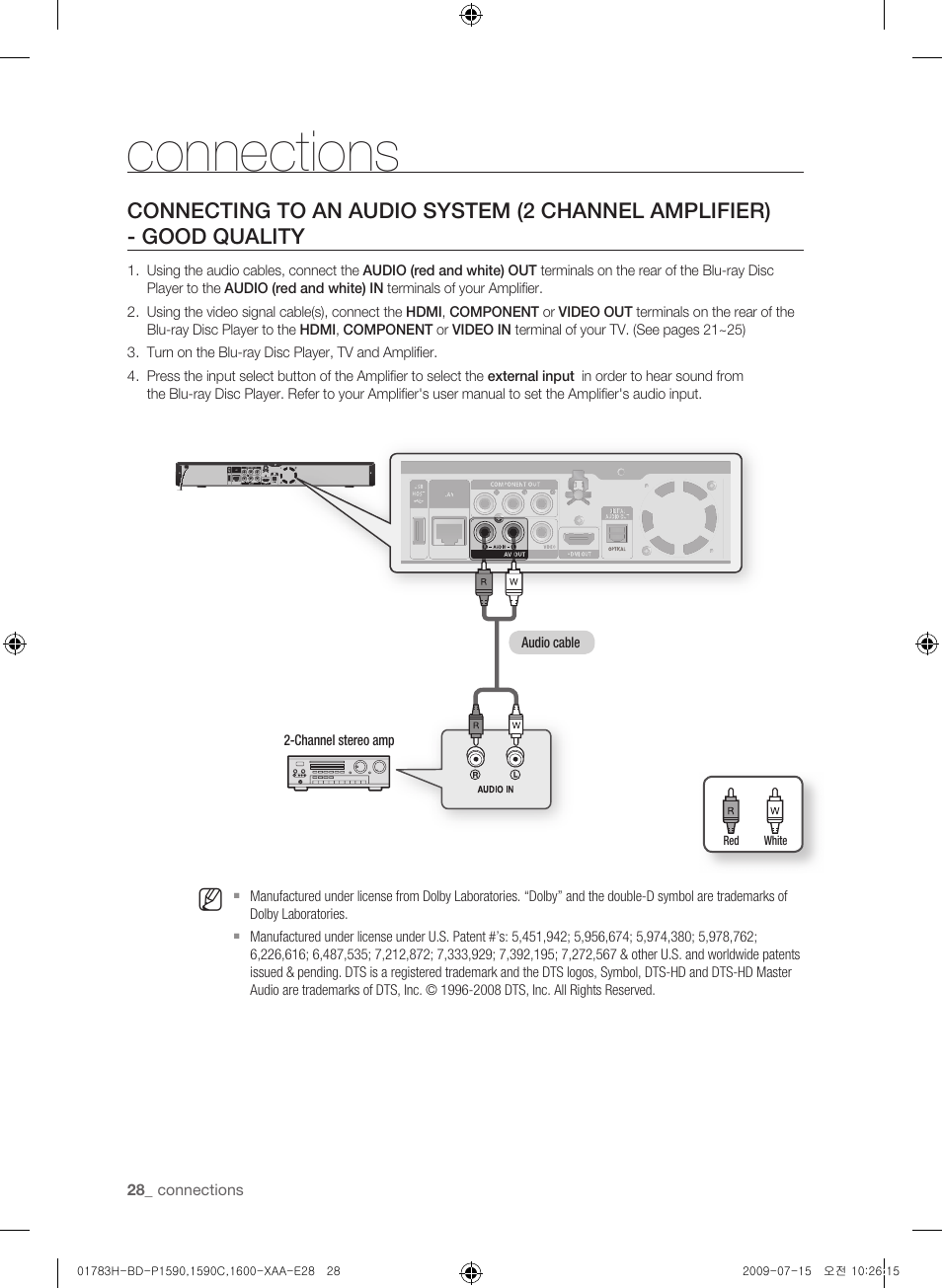 Connections | Samsung BD-P1600-XAA User Manual | Page 28 / 87