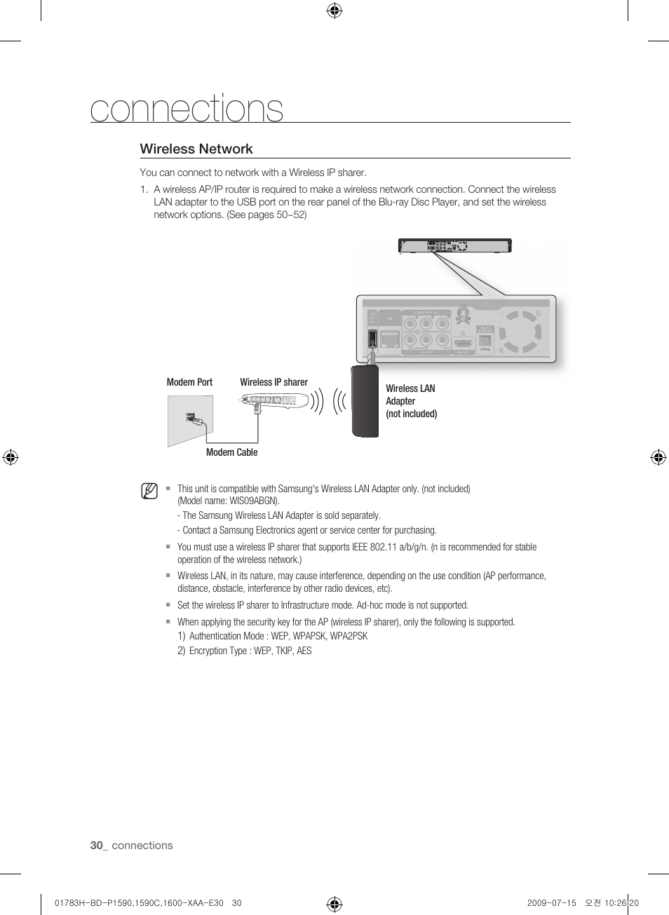 Connections | Samsung BD-P1600-XAA User Manual | Page 30 / 87