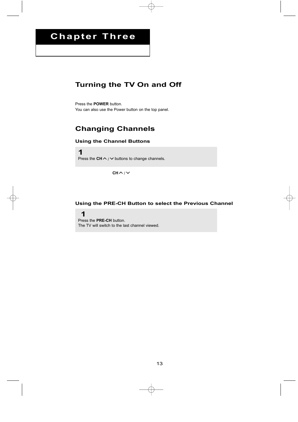 Changing channels, Turning the tv on and off | Samsung LTN1535X-XAX User Manual | Page 20 / 50