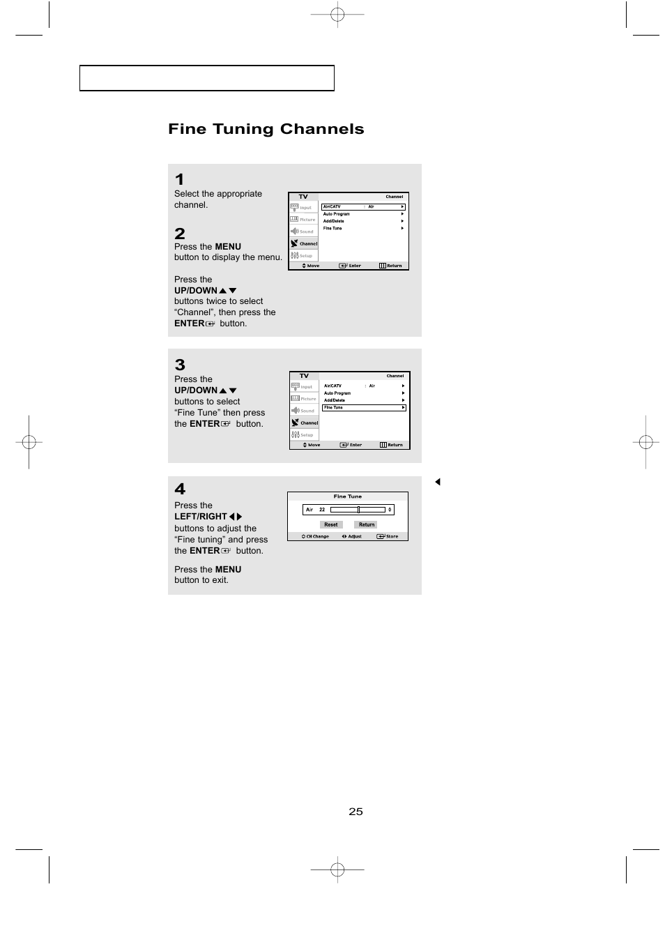 Fine tuning channels | Samsung LTN1535X-XAX User Manual | Page 32 / 50