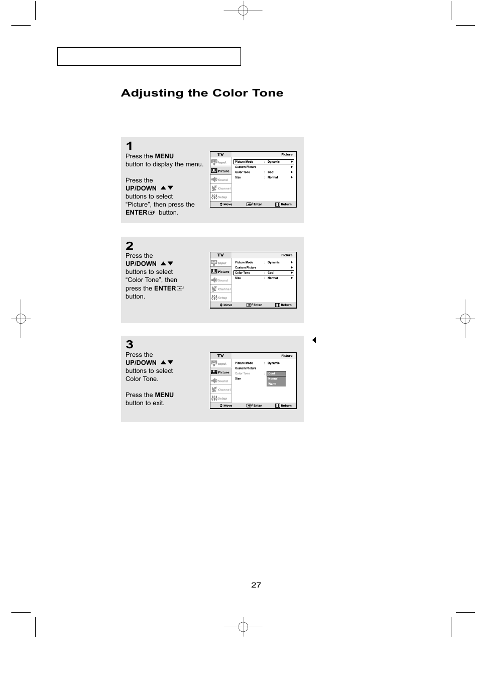 Adjusting the color tone | Samsung LTN1535X-XAX User Manual | Page 34 / 50