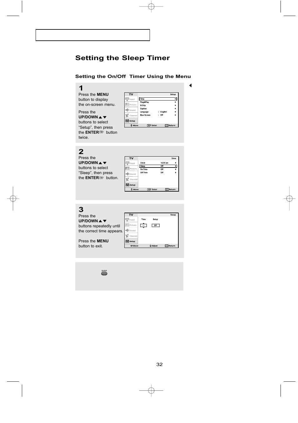 Setting the sleep timer | Samsung LTN1535X-XAX User Manual | Page 39 / 50