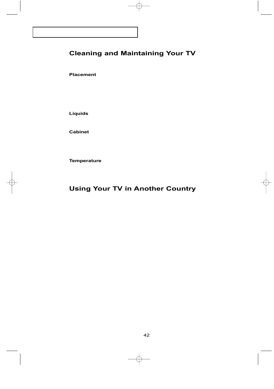 Cleaning and maintaining your tv, Using your tv in another country | Samsung LTN1535X-XAX User Manual | Page 49 / 50