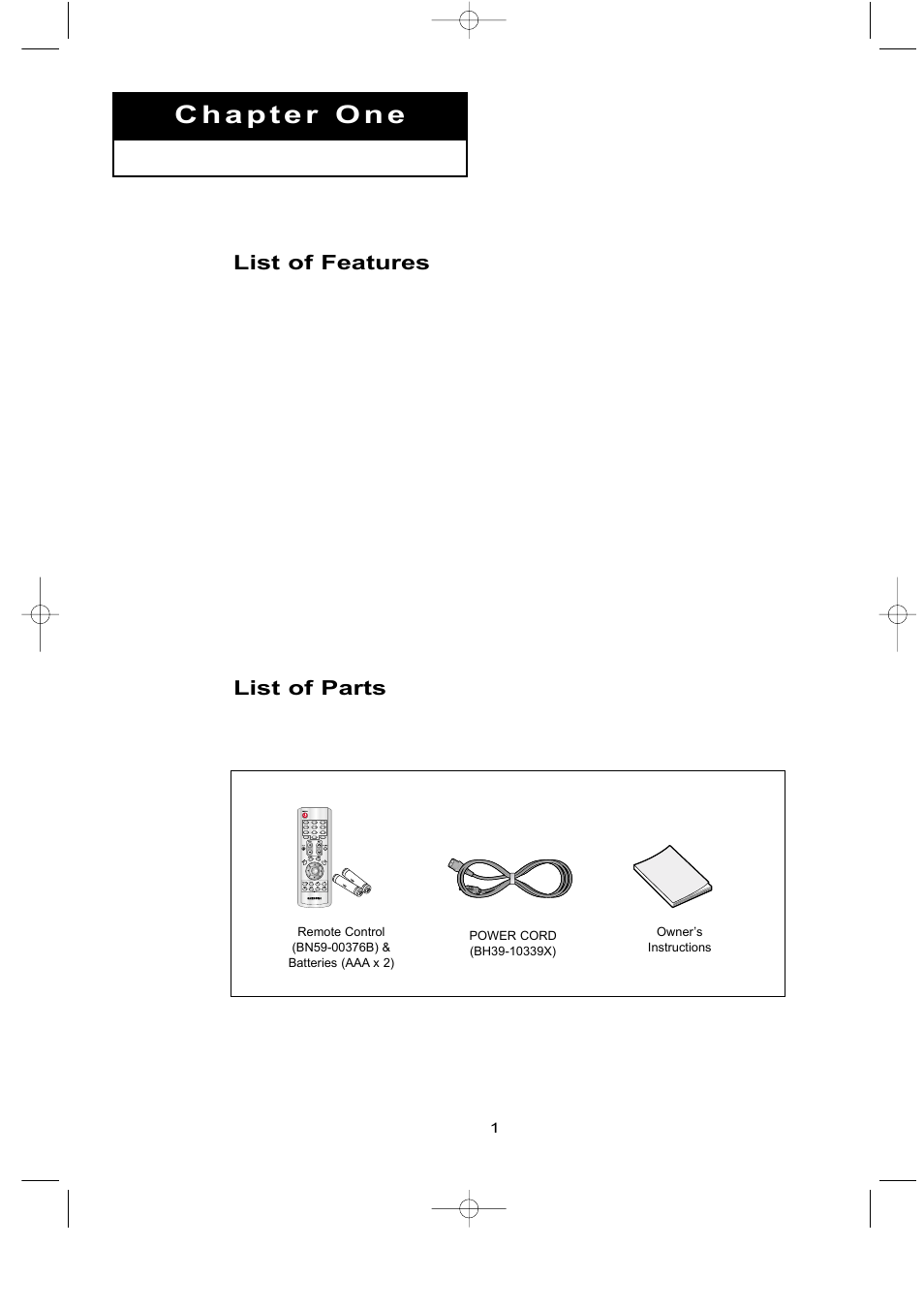 List of features, List of parts | Samsung LTN1535X-XAX User Manual | Page 8 / 50