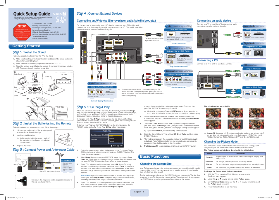 Samsung LN40D610M4FXZA User Manual | 2 pages