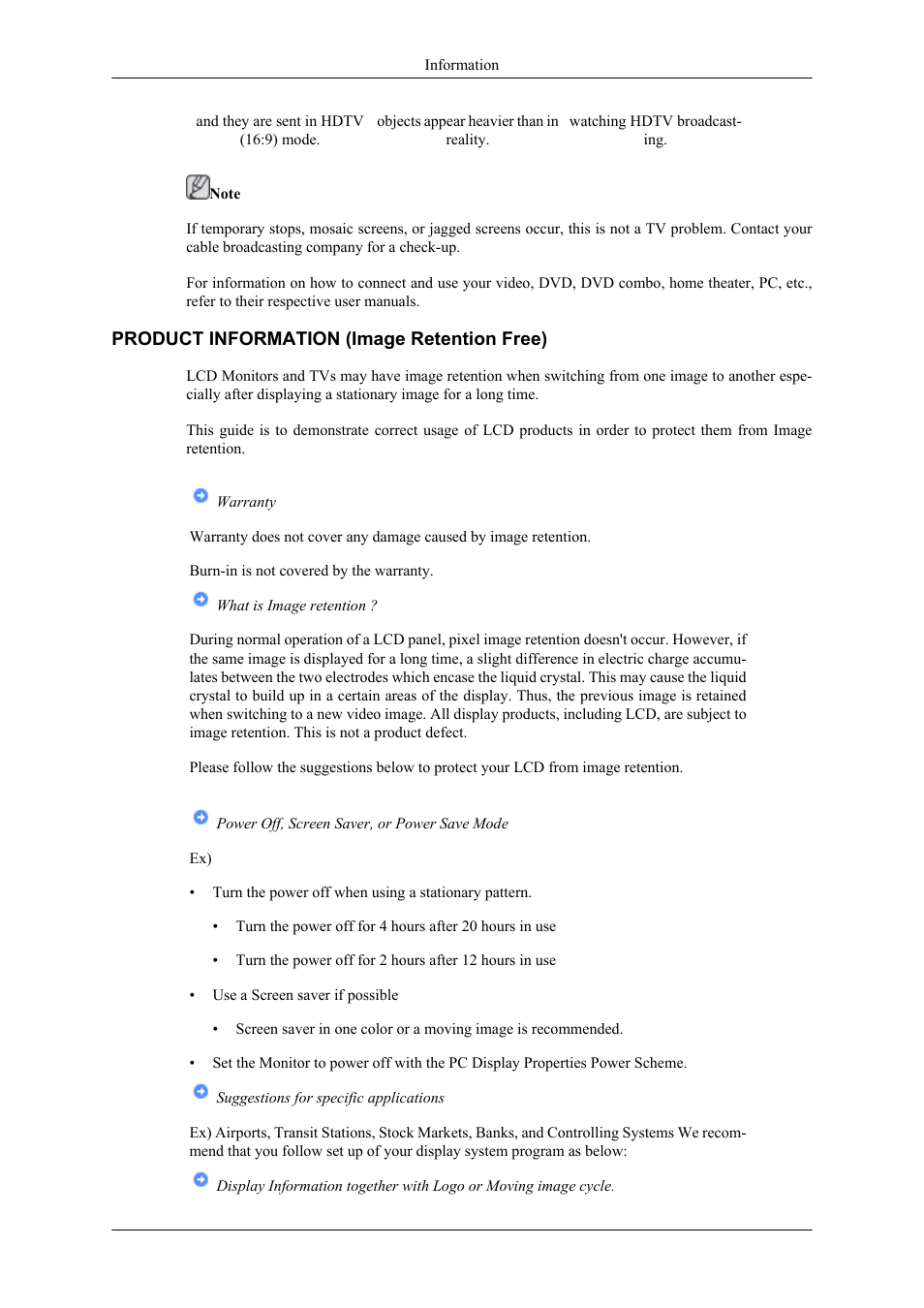 Product information (image retention free) | Samsung LS22TDNSUVD-ZA User Manual | Page 80 / 88