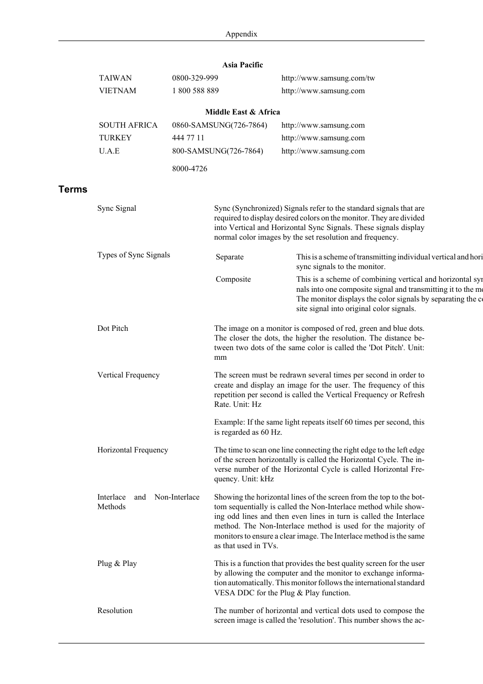 Terms | Samsung LS22TDNSUVD-ZA User Manual | Page 85 / 88